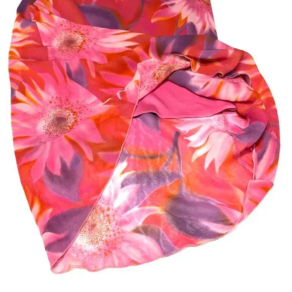 Vtg 90s Y2K Floral Chiffon Maxi Skirt Elastic Waist Whimsical Fairy Festival - Picture 8 of 12